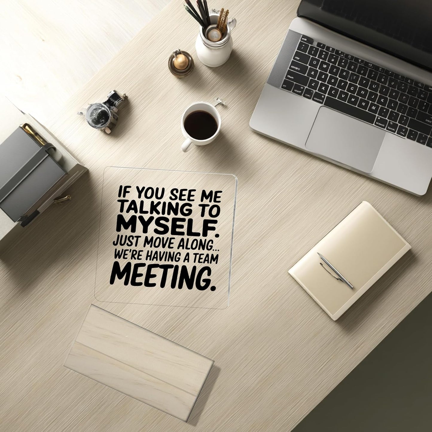 Funny Office Decor,If You See Me Talking to Myself Acrylic Plaque,Inspirational Gifts for Women Men Coworkers BST202