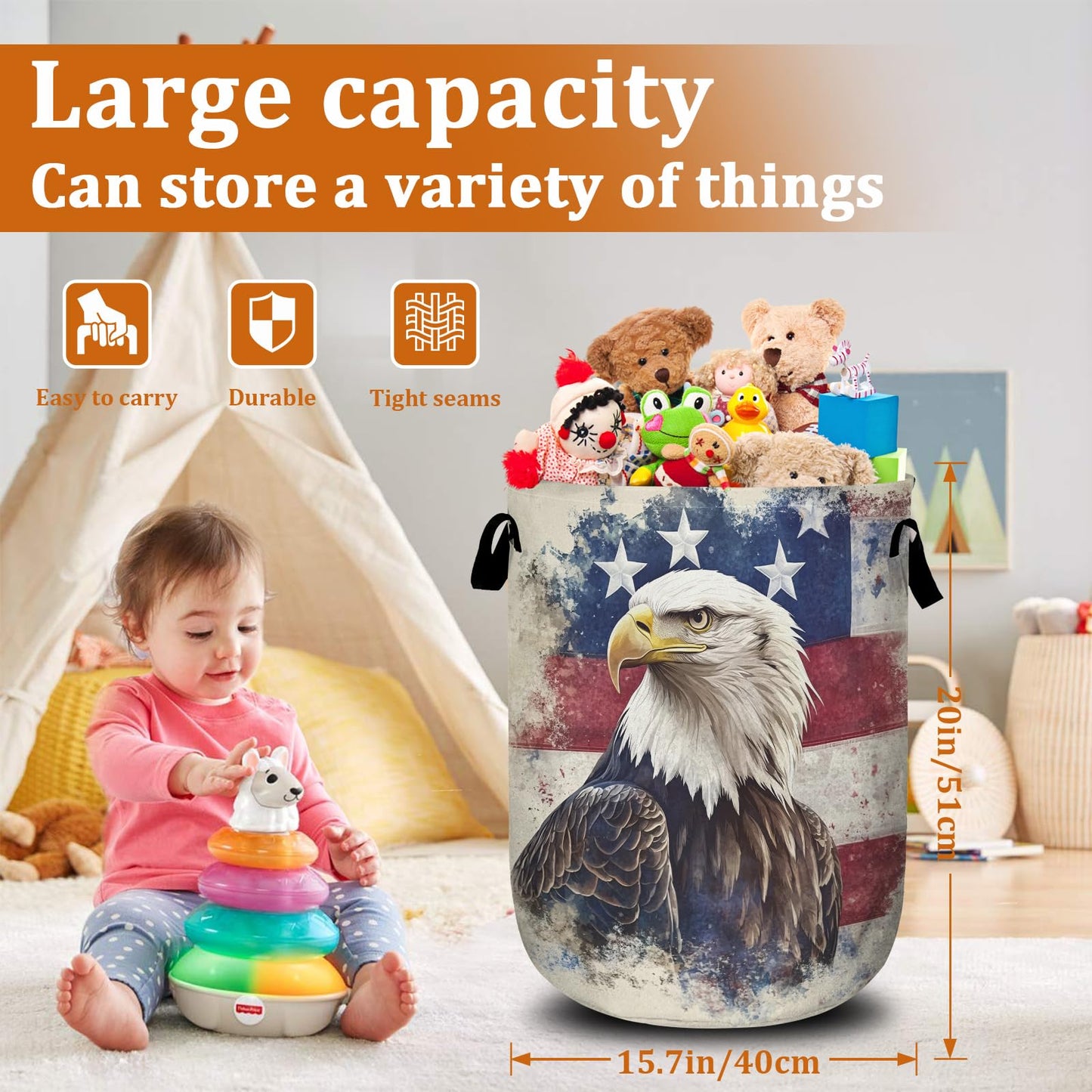 Nature Cow Print Laundry Basket with Sturdy Handles, Cow Skin Collapsible Oxford Cloth Laundry Hamper Organizer Basket for Bathroom Bedroom 15.7x20 Inch BST220