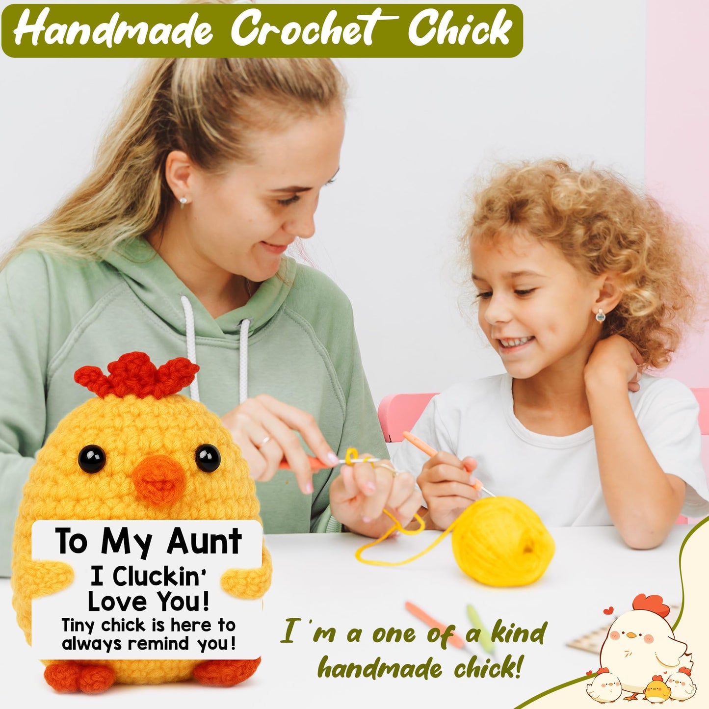 Grandma Birthday Gifts from Grandkids, New Grandma Grandmother I Love You Gift, Grandparents Day Gifts for Grandmas Grandmother Nana Gigi, Christmas Stocking Stuffers Funny Handmade Crochet Chicken BST220