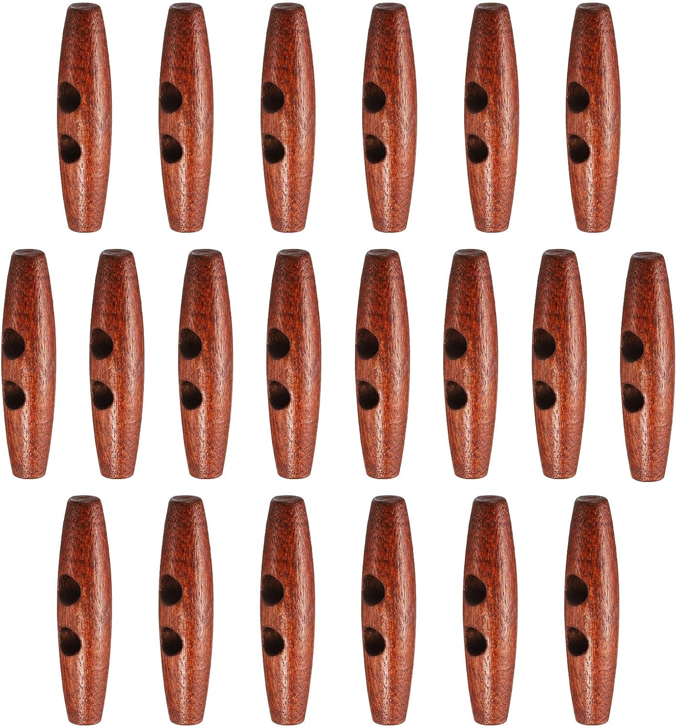 HARFINGTON 60mm / 2.4" Wooden Toggle Buttons 20pcs 2-Hole, Maroon | Wood Olive Sewing Buttons Horn Oval Buttons Sewing Accessories for Coat Sweaters Clothing DIY Craft BST326L