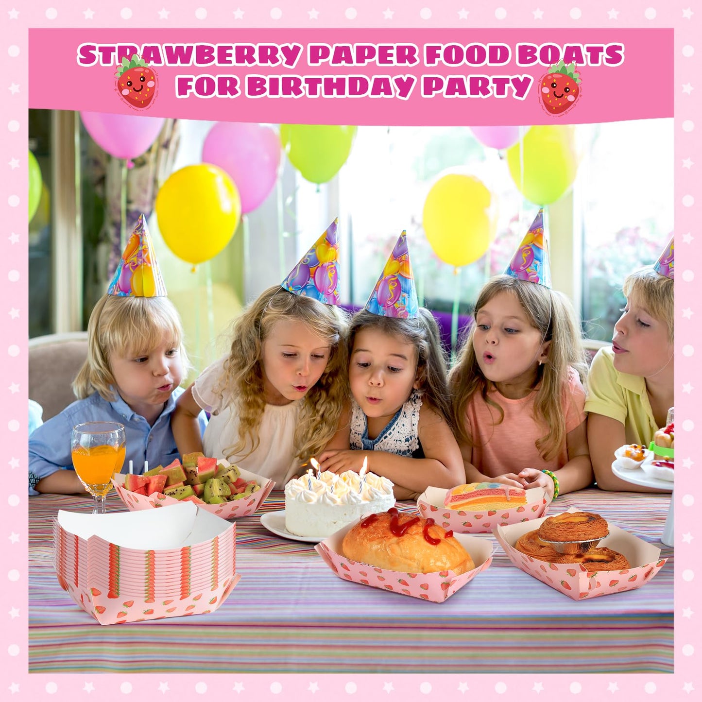 strawberry paper plates, disposable waterproof food trays, 1 lb., suitable for bulk strawberry-themed strawberry shortcake berry first birthday party supplies and gift decorations. (20, blueberry) BST220