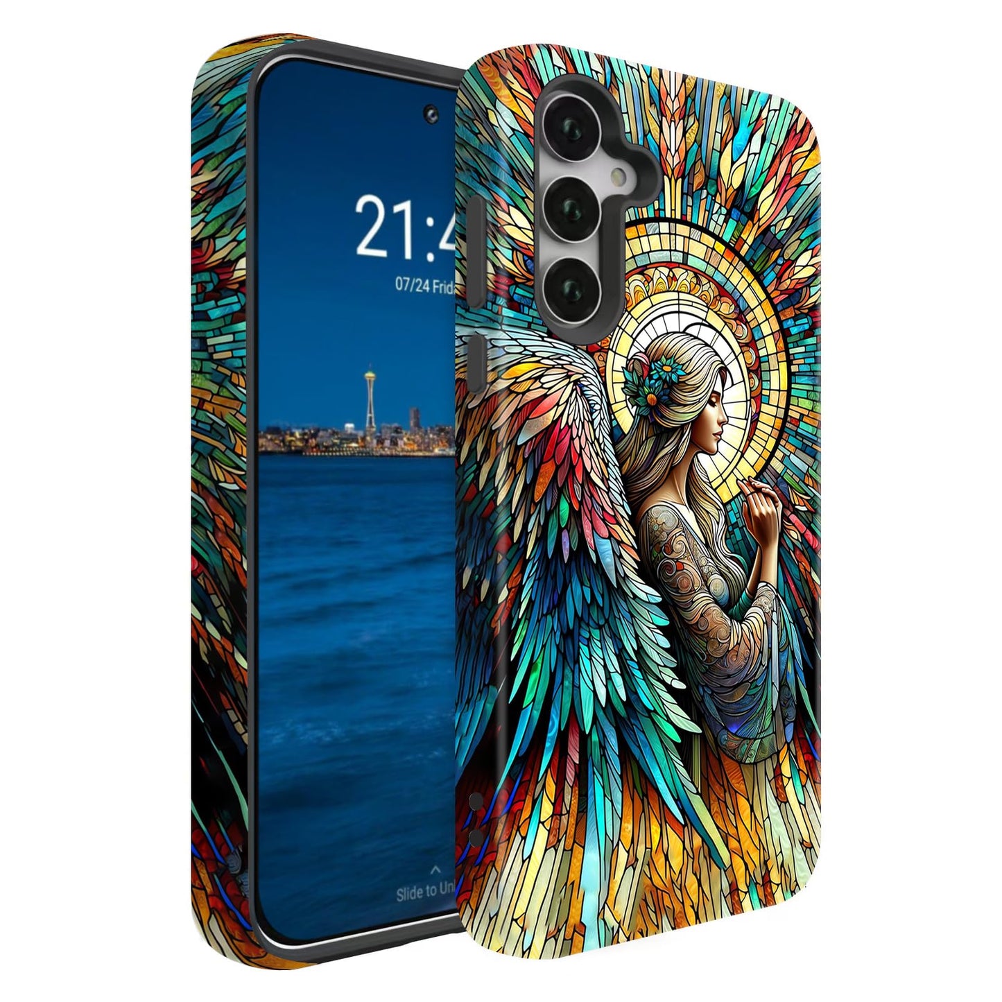 Compatible for Samsung Galaxy A15 5G Case, Dual Layer Heavy Duty 2 in 1 Shockproof Protective Phone Case,Burnt Wood American Flag WN420