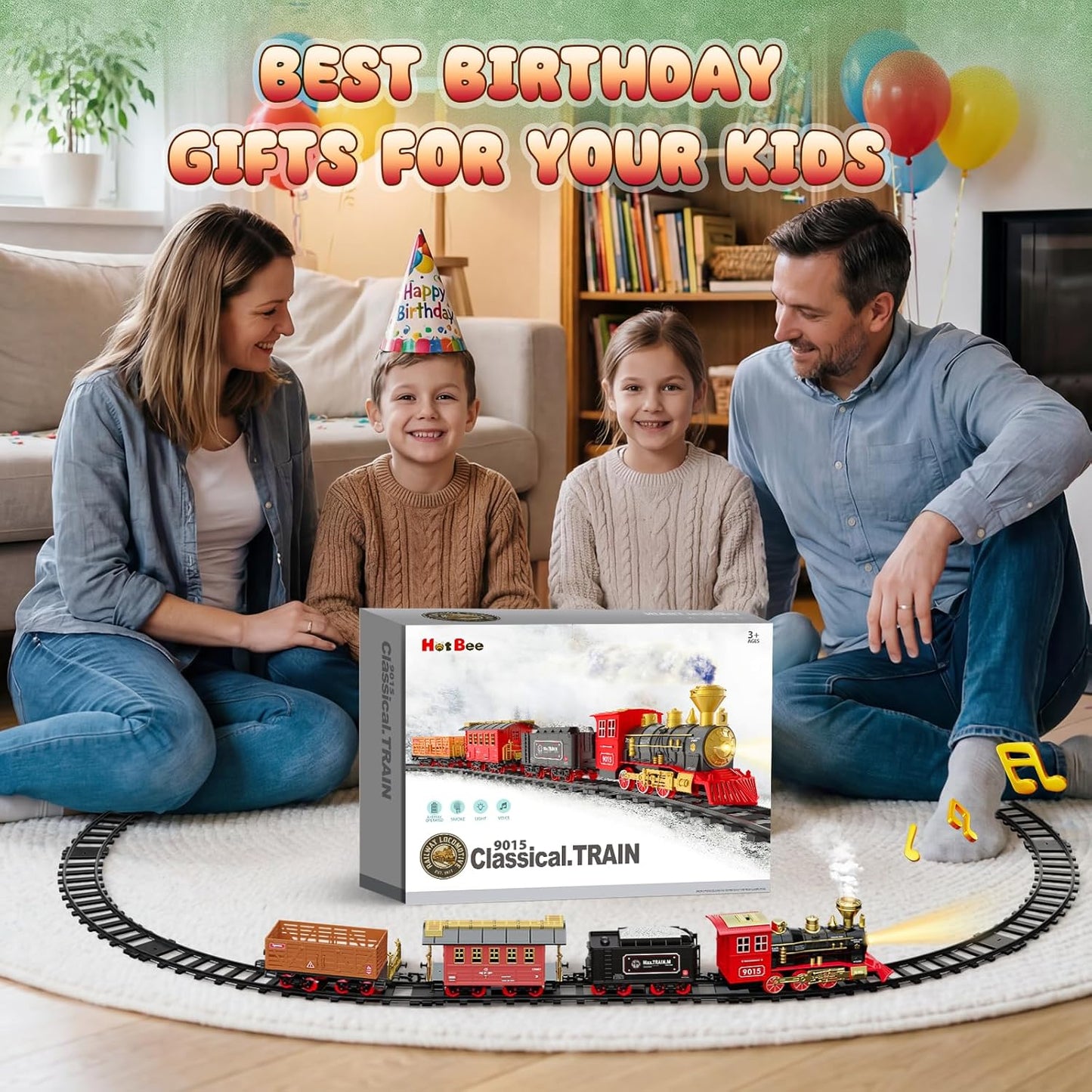 Hot Bee Train Set - Train Toys for Boys with Smokes, Lights and Sound 61