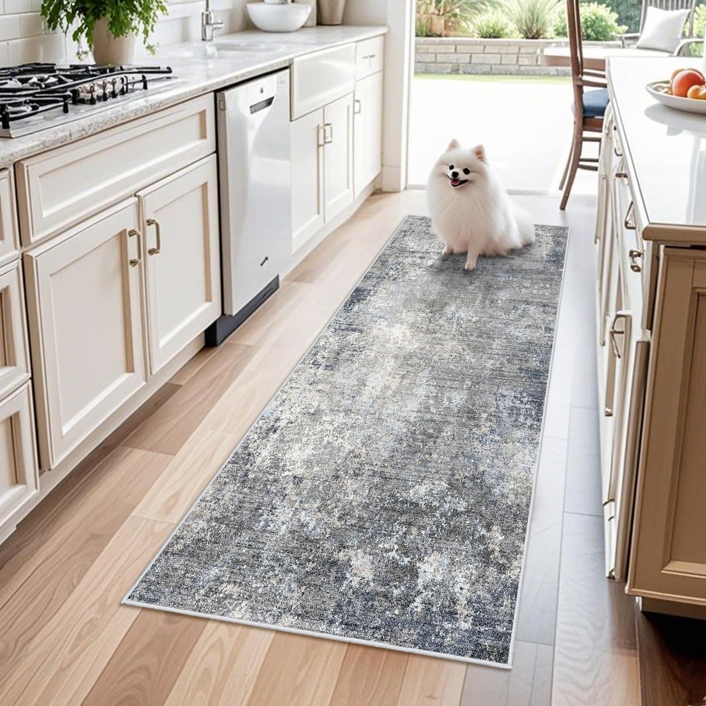 2x3 Washable Entryway Rug – Non-Slip Modern Abstract Neutral Small Throw Area Rug for Kitchen, Bedroom – Soft Low Pile Thin Indoor Door Mat（Black Grey,2x3） BST326H