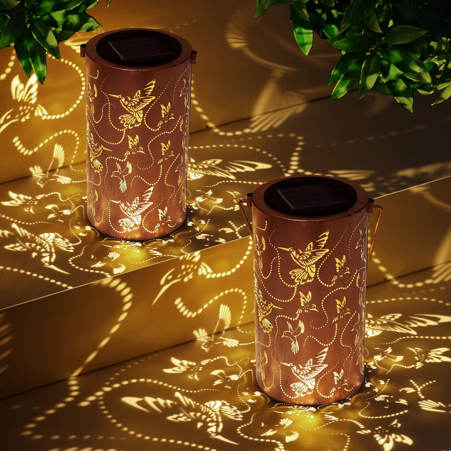 Solar Lanterns Outdoor Waterproof Butterfly Garden Decor Birthday Gifts for Women Mom Grandma, Hanging Solar Lights Metal Lantern Decoration Outside for Yard, Patio, Backyard, Porch