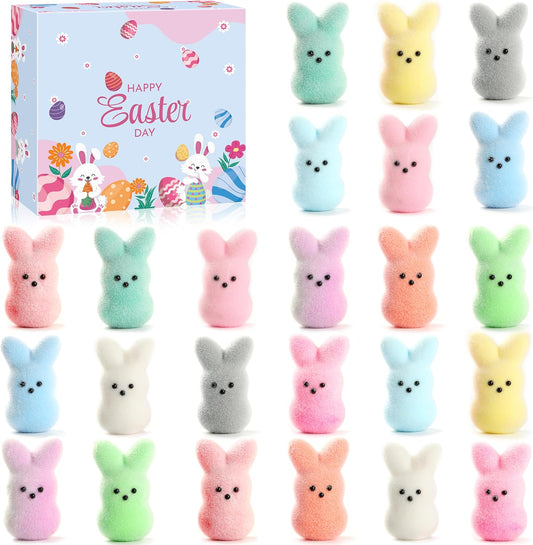 24Pack Squishy Stress Balls Easter Bunny Toys with Realistic Bunny Design for Easter Egg Fillers, Party Decorations & Kids Gifts WN420