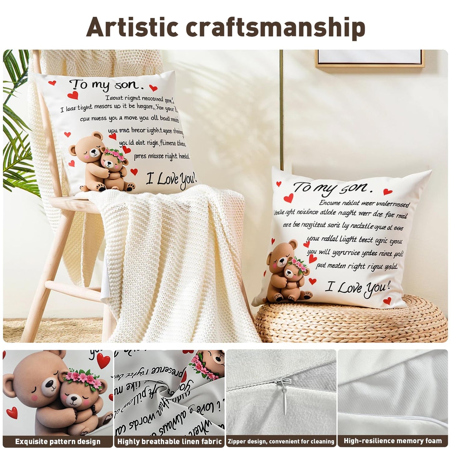 to My Grandmam Throw Pillow Cover - 18x18in Cushion Case, Machine Washable & Easy Care, Ideal for Sofa TV-Watching & Bedside Reading, Adds Warmth to Her Daily Life, Fits Bedroom/Living Room Decor WN420