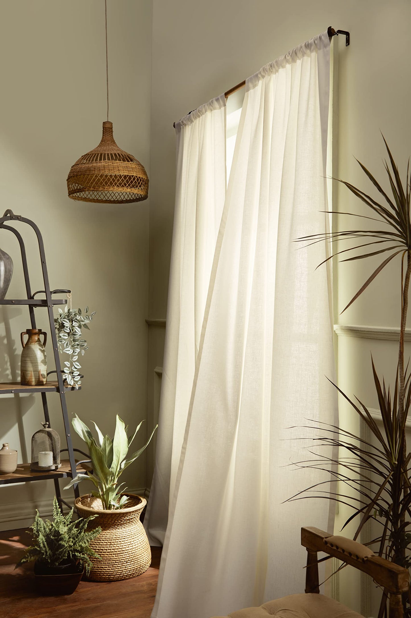 Solino Home 100% Pure Linen Curtain Panel Ivory, Linen Curtain 52 x 54 in | Drapery Panels a light filtering panel for any room, handwoven textured linen, rod pocket top, OEKO-TEX Certified, gift ready BST326SOLH