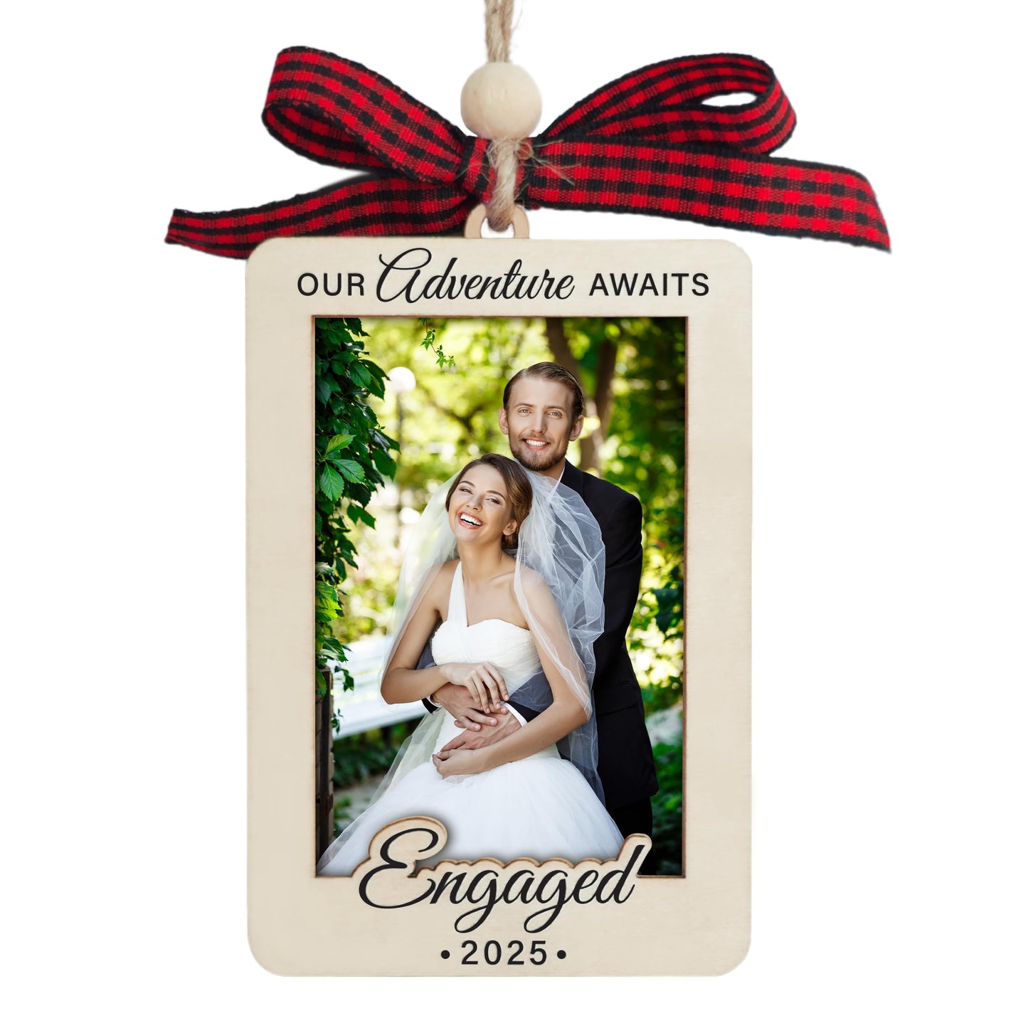 Hangwoous Baby's First Christmas Photo Frame Ornament 2025 | Wooden portrait frame keepsake, first Christmas photo gift for baby BST202