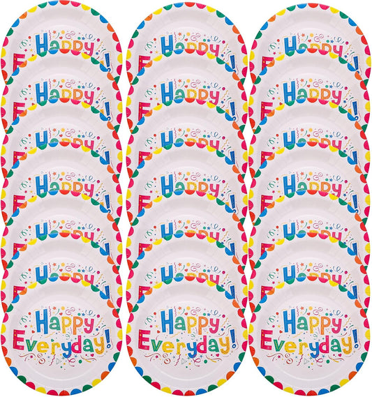 Serves 20 Happy Birthday Plates Party Supplies For Kids Girl & Boy Birthday Party Decoration 7'' BST220