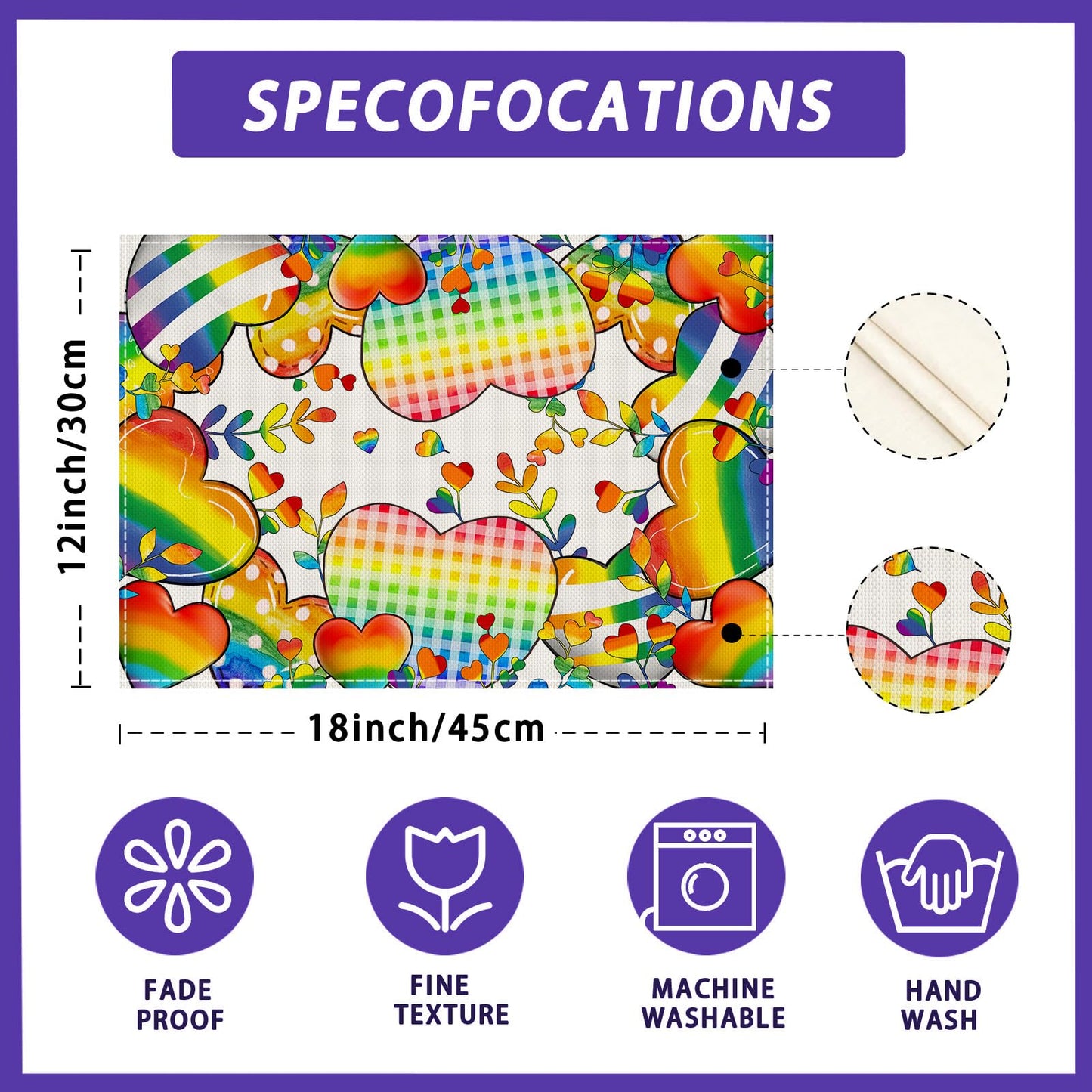 XCHI Love Heart Rainbow LGBTQ Pride Day Table Runner Inclusion Gay Equality Table Decoration for Party Home Kitchen Dining Holiday Decor 13x72 Inch BST326L
