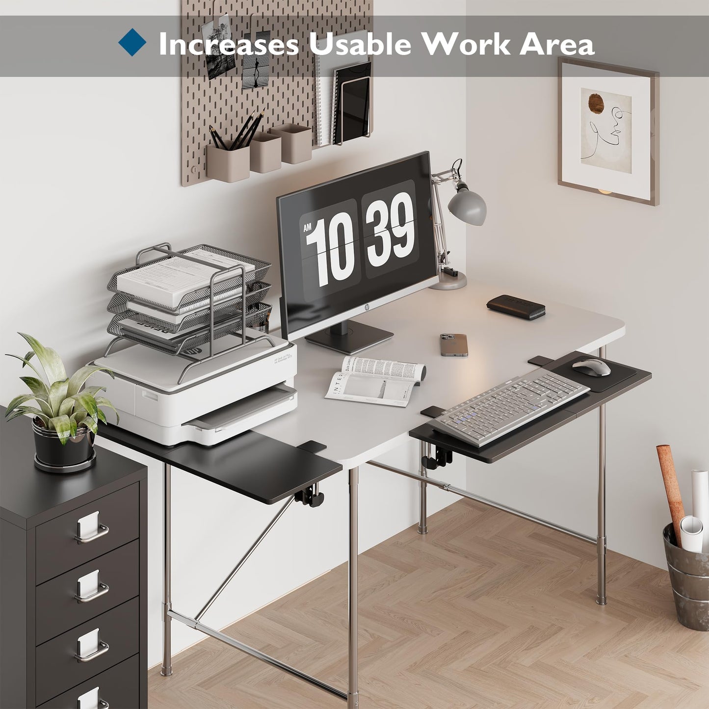 BONTEC Ergonomic Desk Extender Tray, 9.5"x9.1" Wrist Rest Shelf | 90°Foldable Elbow Support, Table Mount Arm, Clamp on Computer Arm Rest for Desk, Office & Home Use,Durable Easy to Install BST202