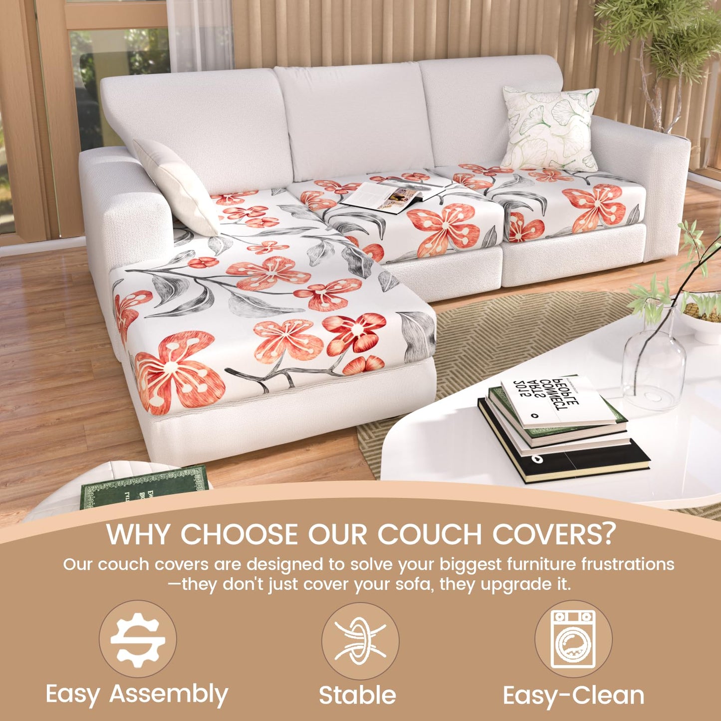 Stretch Couch Cushion Covers for Individual Sofa Seat Cushion,Washable Slipcover for Chair Loveseat Sofa,Furniture Protector Cushion Sofa Cover(Backrest or Seat) BST326H