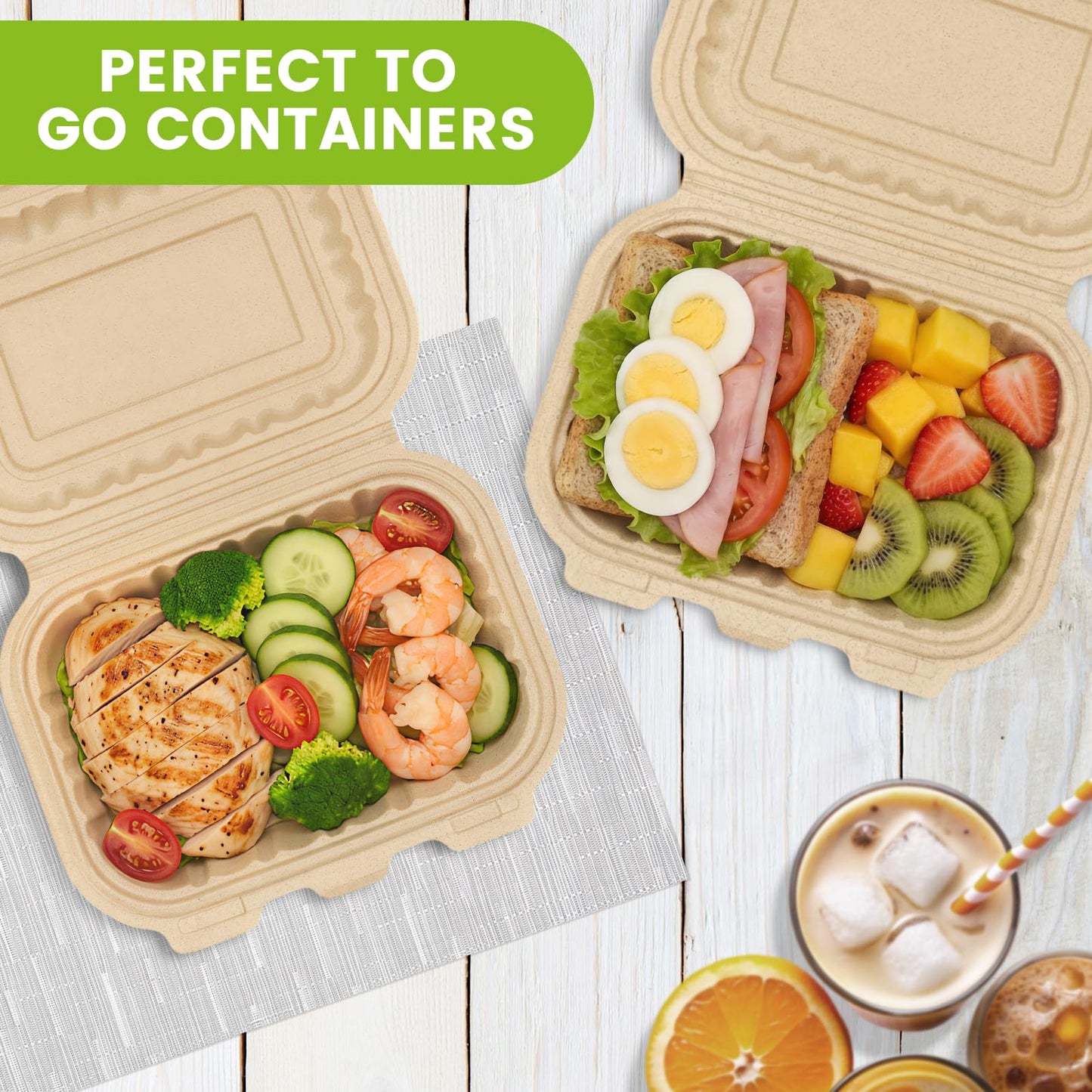 Clamshell Food Containers with Lids, 50 Pack-26oz Take Out Boxes N25