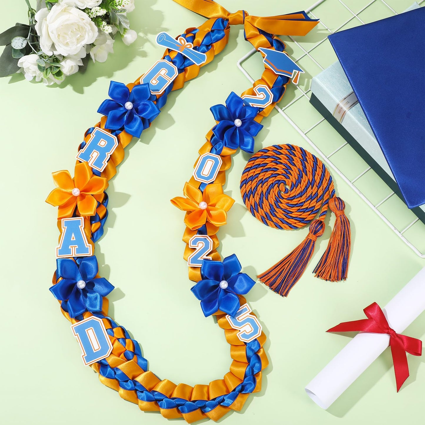 Thiccywoov Graduation Ribbon Lei Class of 2026 Grad Lei Kit Graduation Double Braided Necklace with Honor Cord for Graduate Women Men High School College Grad Party Supplies(Purple, Black) BST326H