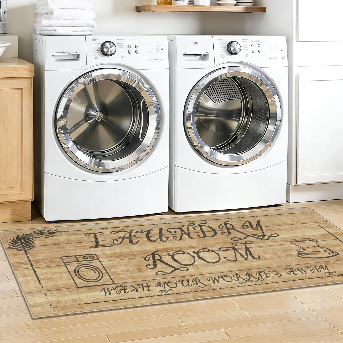 TOPRUUG 2x8 Kitchen Runner Rug: Non-Slip Kitchen Rugs Stain Resistant Kitchen Mats for Floor Low-Pile Carpet for Sink Soft Kitchen Runners Non Skid Washable 8 ft Mat Home Decor 2'x8' Beige BST202