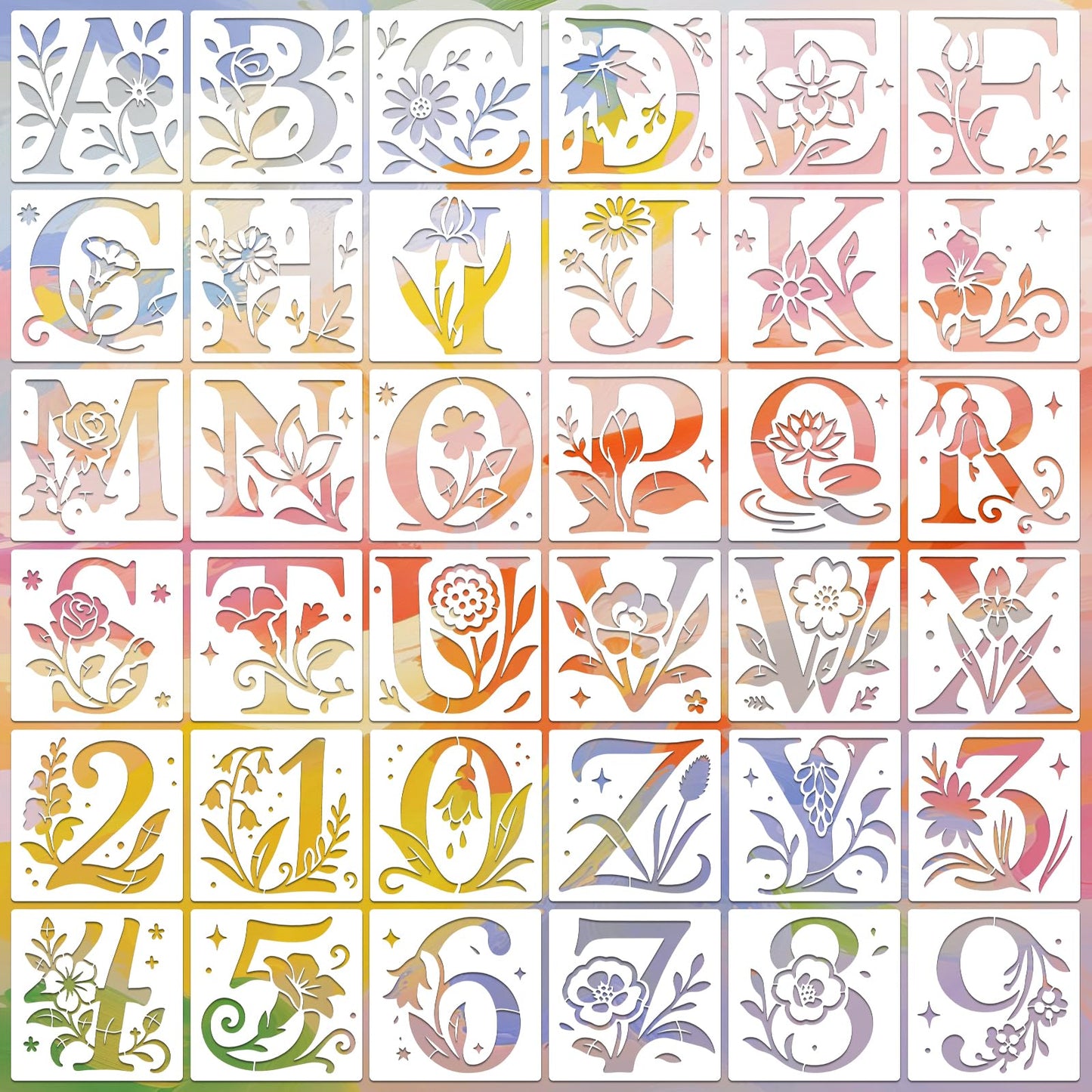 Letter Stencils for Crafts Reusable 42Pcs Number Stencils(5 Inch Font) | DIY Art Painting Stencil Furniture Decor Kit for Wood Embroidery Wall Silk Screen Journaling BST202