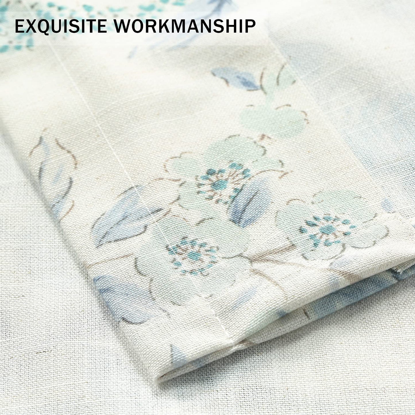 Leeva Tie Up Valance for Windows, Elegant Birds Pattern Light Filtering Window Treatment Valances for Bedroom Kitchen, One Panel, 52 x 18, Light Blue BST220