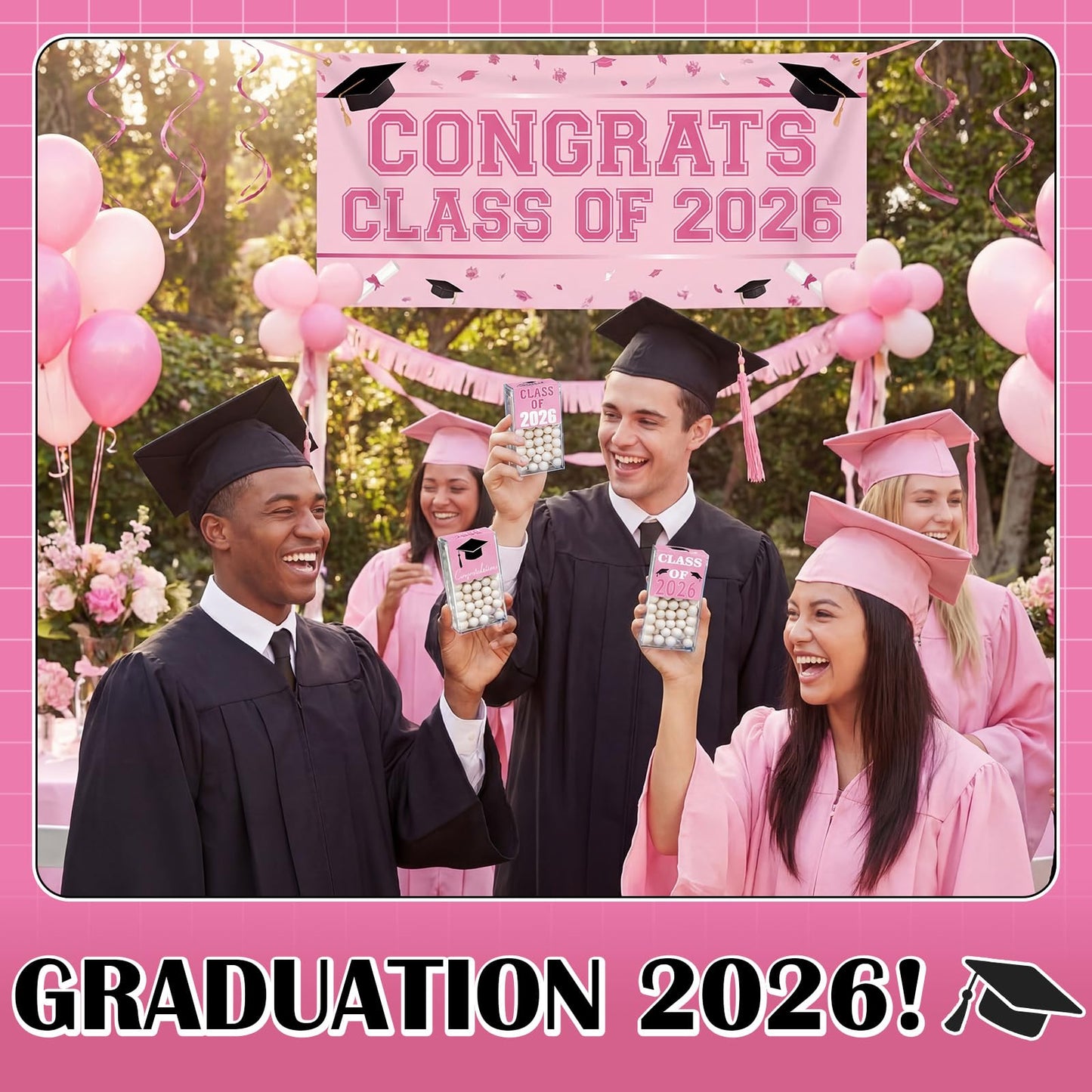 AceOrbit 2026 Graduation Candy Jar Bulk for 24 Guest 3.54 Inch Empty After Dinner Candy Tube Buffet Container Acrylic Box with Sticker for Class of 2026 End of Year Gifts Multi-item Party Favor(Blue) WN420