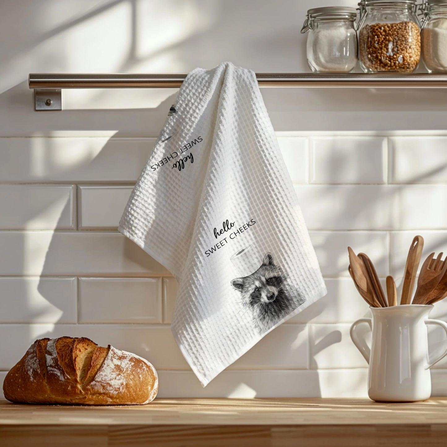 Funny Bear Bathroom Hand Towels Set of 2, Hello Sweet Bear Bathroom Decor, Funny Wild Animal Hand Towels for Washroom Restroom Decor, 16x24 Inch BST326L