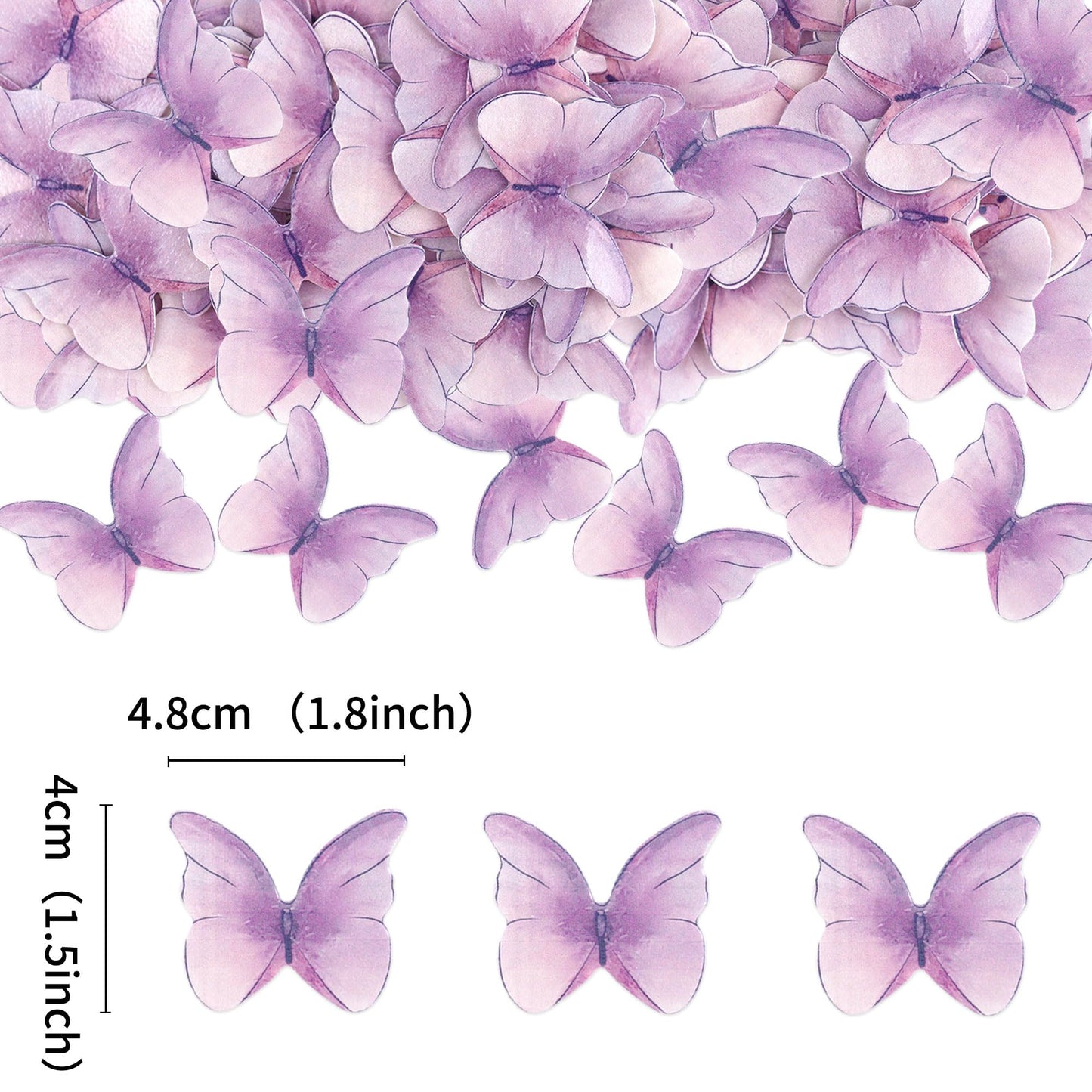 Edible Butterflies for Cake Decorating, Rainbow edible Butterfly Cake Toppers and Cupcake Toppers, Edible Wafer Paper Butterflies Set of 48 Rainbow Cake Food Decorations (5Colors-1) BST326L