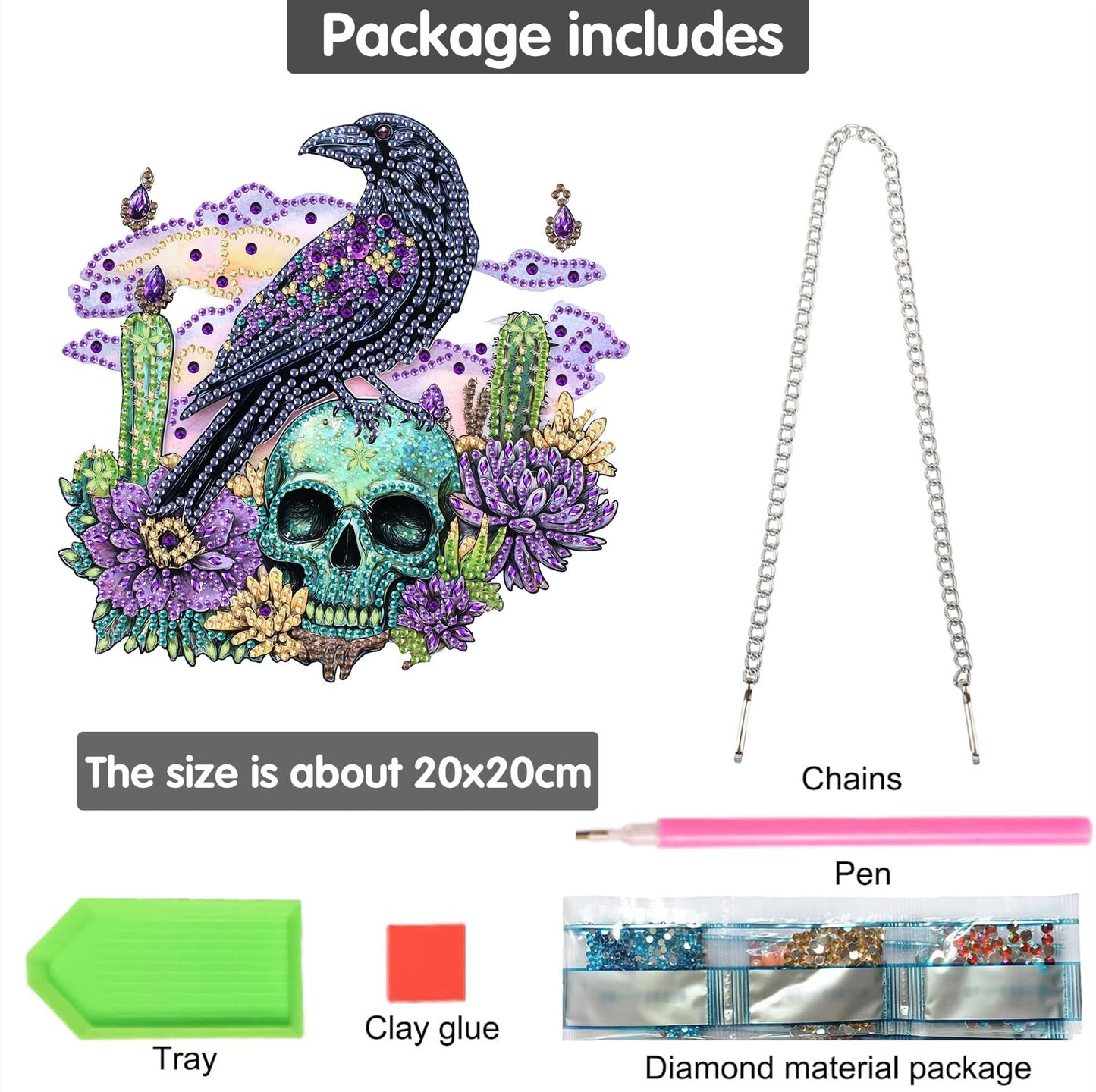 Bimkole Cat Diamond Art Hanging Kit for Adult, DIY 5D Animals Diamond Art Painting Window Pendant, Acrylic Crystal Art Hanging Ornament for Wall Home Garden Front Door Decor - 7.8x7.8 Inch BST220