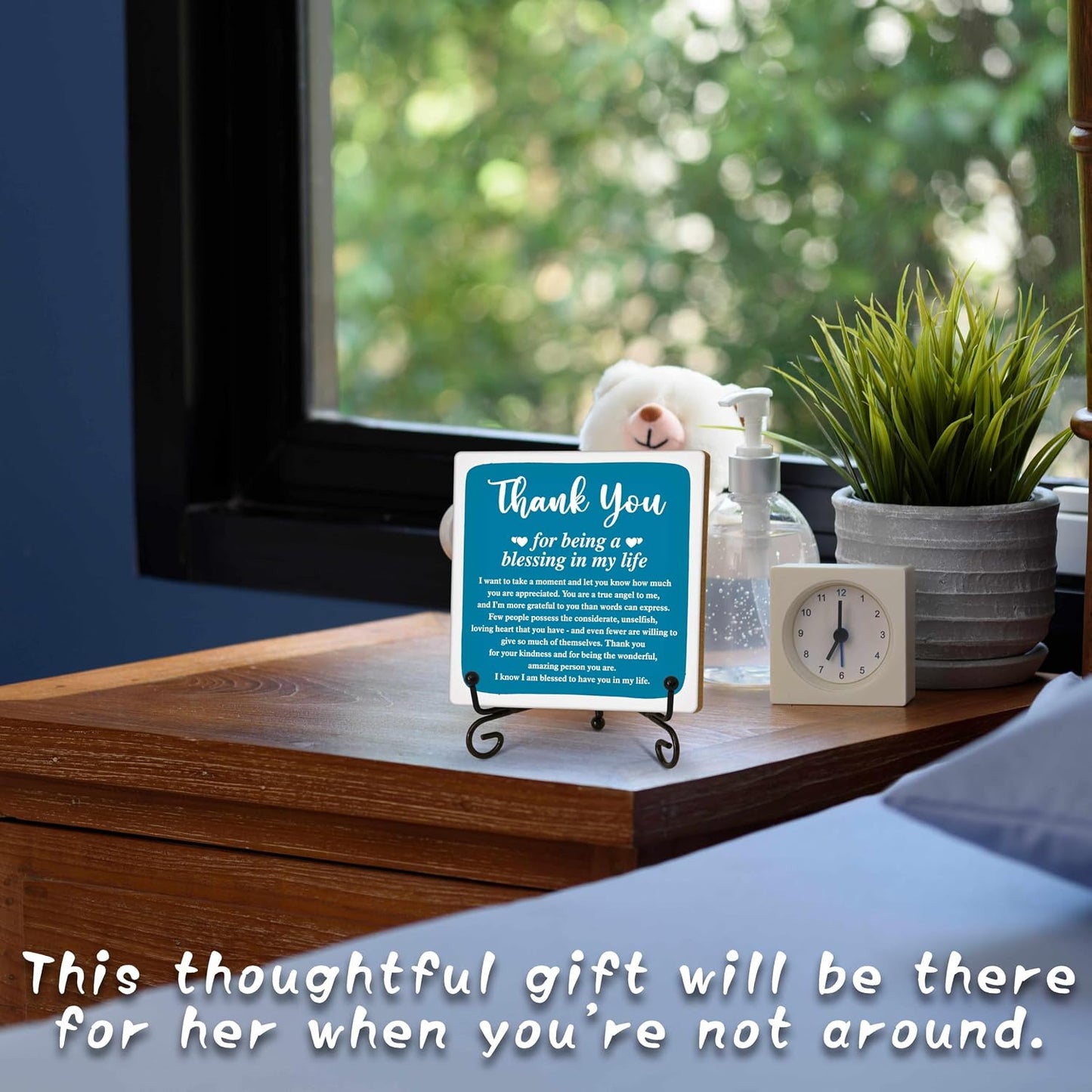 Thank You Gifts for Women Men, Inspirational Appreciation Gifts,Small Special Inexpensive Gift Ideas,5 in Aqua Home Office Desk Decor Plaque(B05) BST326L