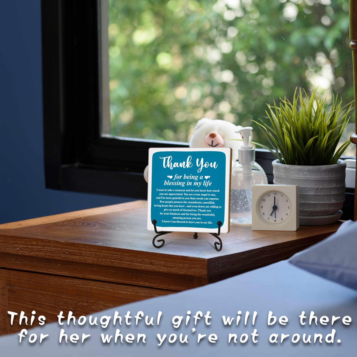 Thank You Gifts for Women Men, Inspirational Appreciation Gifts,Small Special Inexpensive Gift Ideas,5 in Aqua Home Office Desk Decor Plaque(B05) BST326L