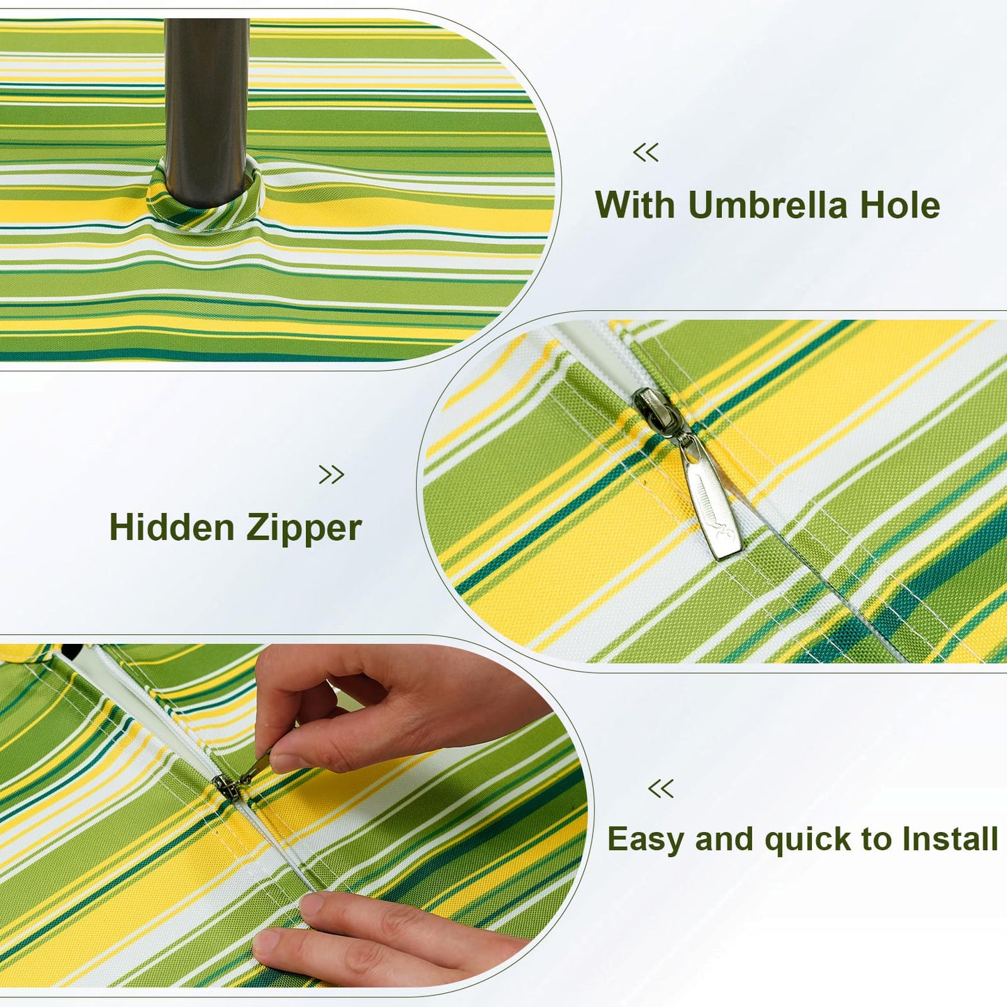 Eternal Beauty 52” Round Tablecloth Waterproof Outdoor Tablecloth with Umbrella Hole Zipper for Spring Summer Patio Picnic Tables (Tropical Palm Leaf) BST326H