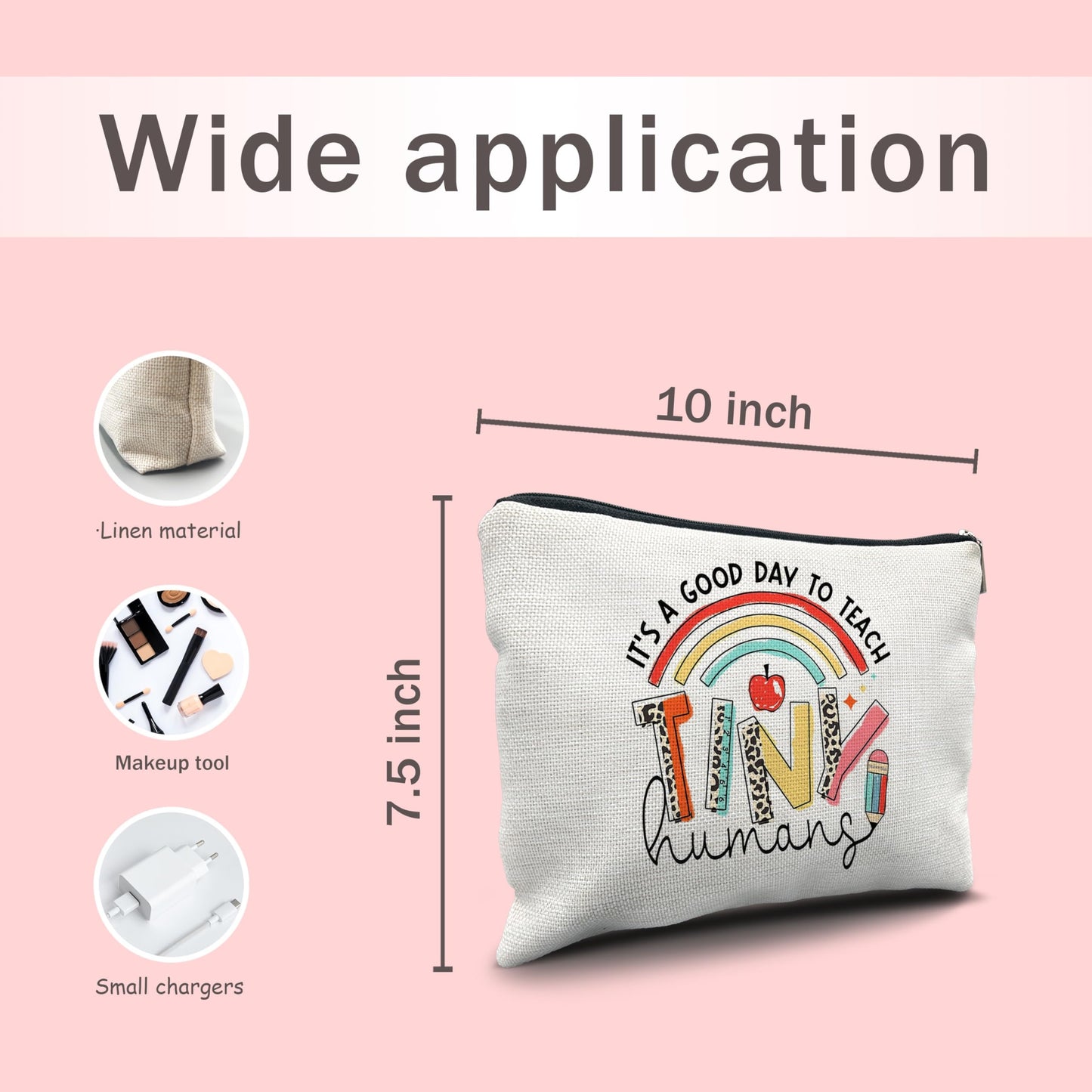 Nogrit Teacher Accessories Survival Kit Makeup Cosmetic Bag,Groovy It's Me Hi I'm the Teacher Makeup Travel Toiletry Bag,Back to School Thank You Gifts for Best Teachers Gifts BST220