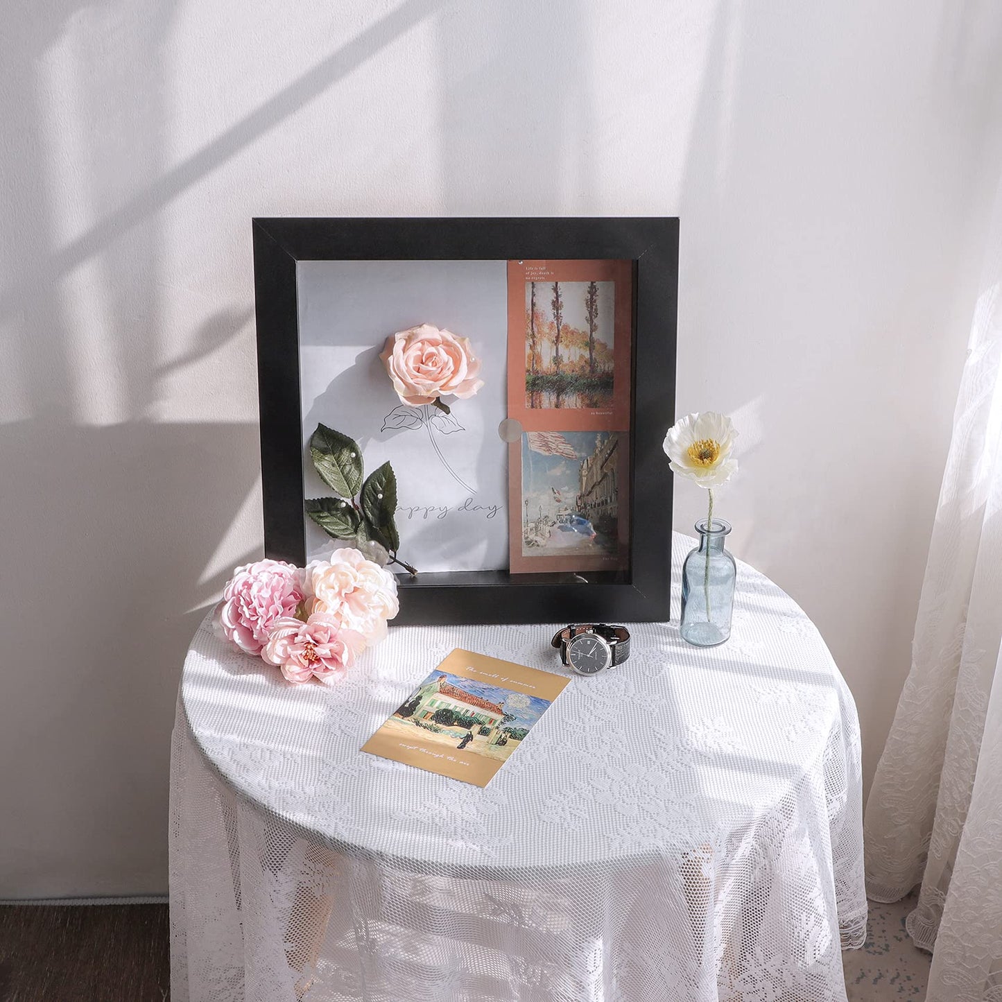 Golden State Art 11x14 Shadow Box Frame Display Case - 2 inch Depth Great for Collages, Collections, Mementos, 6 Pins Included (White, 1 Pack) BST326H