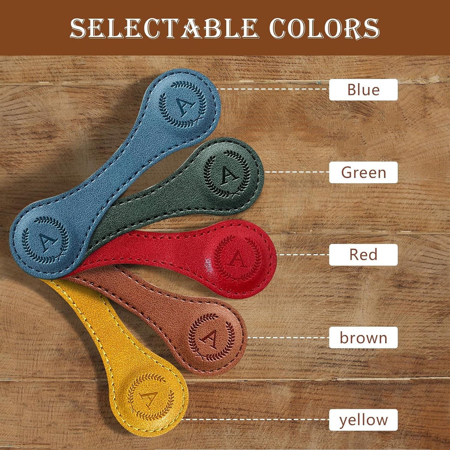 Handmade Personalized Leather Magnetic Bookmark - Custom Initial Letter Design with 26 Alphabet Choices - Durable Bookmark for Readers, Book Lovers, Women & Kids BST202