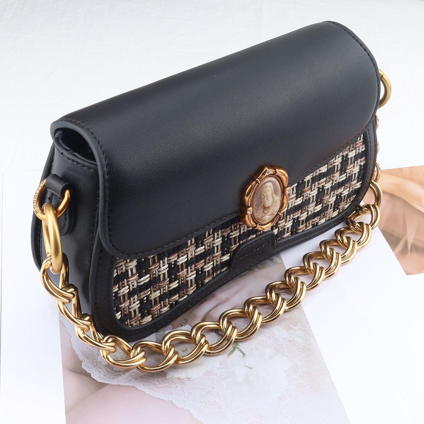Errienpin 23.6 Inch Chunky Purse Chain Handles | Double Chain with Oversized O Ring | Short Strap Replacement for Handbags & Shoulder Bags(Antique Gold) BST220