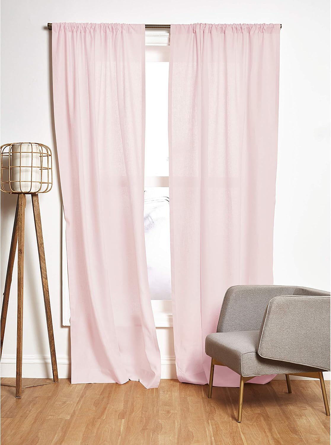 Solino Home 100% Pure Linen Curtain Panel Pink, Linen Curtain 52 x 108 in | Drapery Panels a light filtering panel for any room, handwoven textured linen, rod pocket top, OEKO-TEX Certified, gift ready BST326SOLH