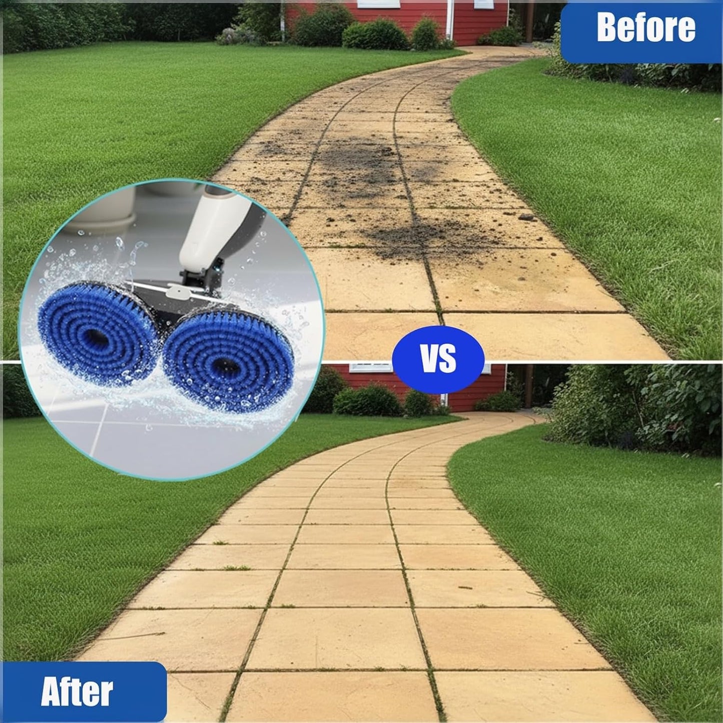 2 Pack Blue Steam Mop Replacement Pads with Shake Brush Heads, Upgraded Nylon Bristles, Deep Cleaning for Hardwood Tile Floors, Professional Polishing, Easy to Use BST202