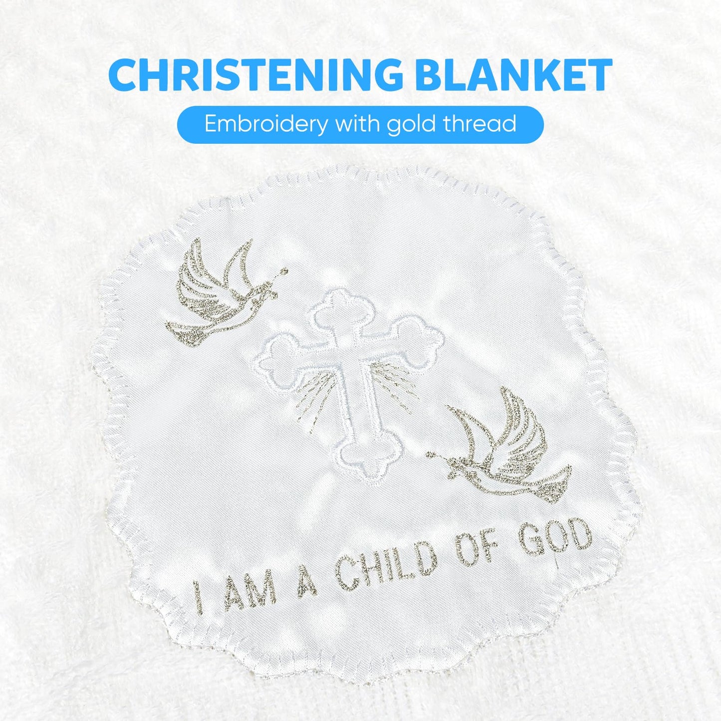 Baby Blanket White Baptism Gifts for Girl Boys First Communion Christening Christian Gifts for Kids White Soft Crochet Knitted Towel BST326H