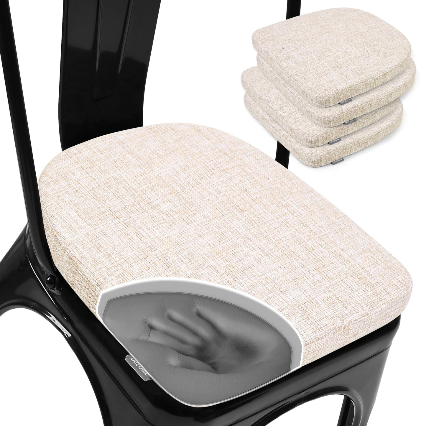 SINOSSO Memory Foam Bar Stool Cushions 4 Pcs, Modern Interwoven Style Magnetic Small Chair Pads Use for Cafe Bistro Stackable Metal Stool (Square, Red, 4) BST220