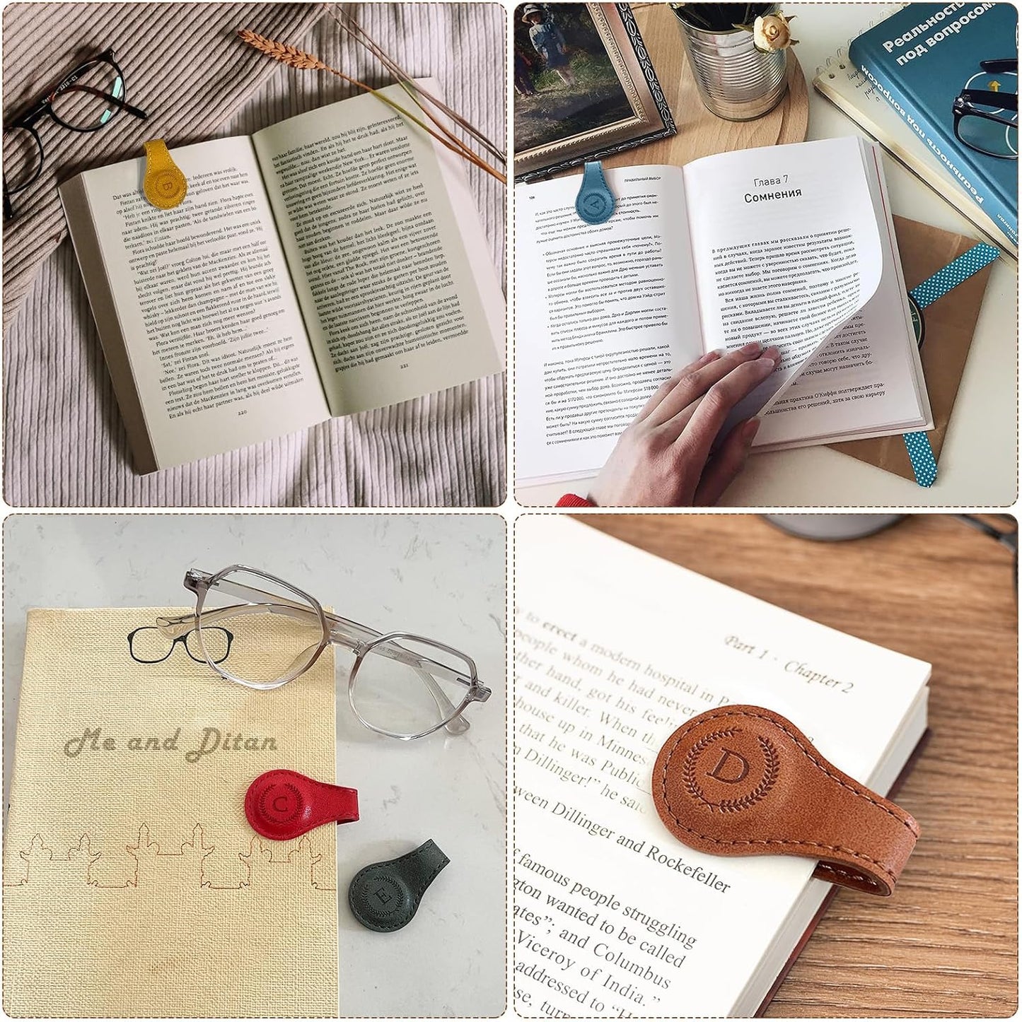Handmade Personalized Leather Magnetic Bookmark - Custom Initial Letter Design with 26 Alphabet Choices - Durable Bookmark for Readers, Book Lovers, Women & Kids BST202