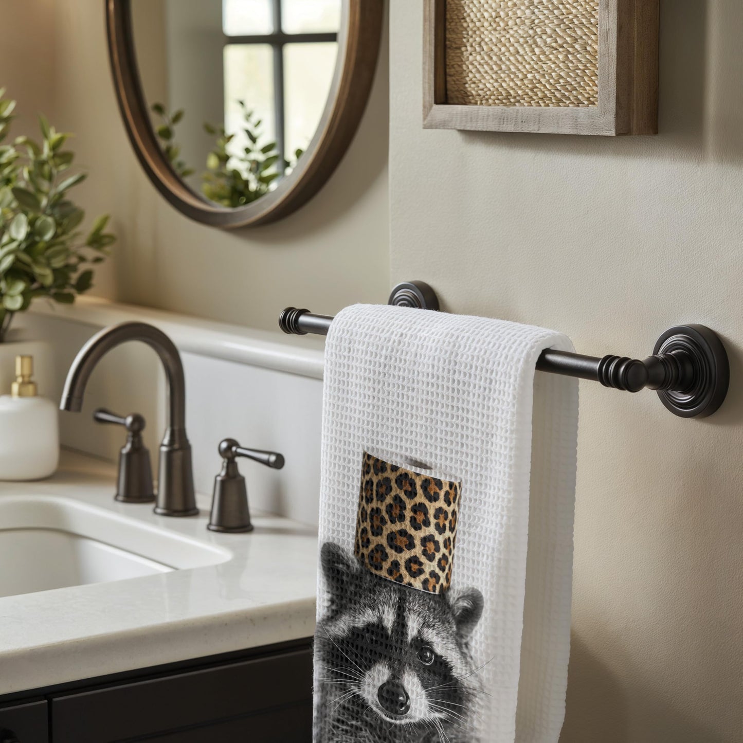 Funny Bear Bathroom Hand Towels Set of 2, Hello Sweet Bear Bathroom Decor, Funny Wild Animal Hand Towels for Washroom Restroom Decor, 16x24 Inch BST326L