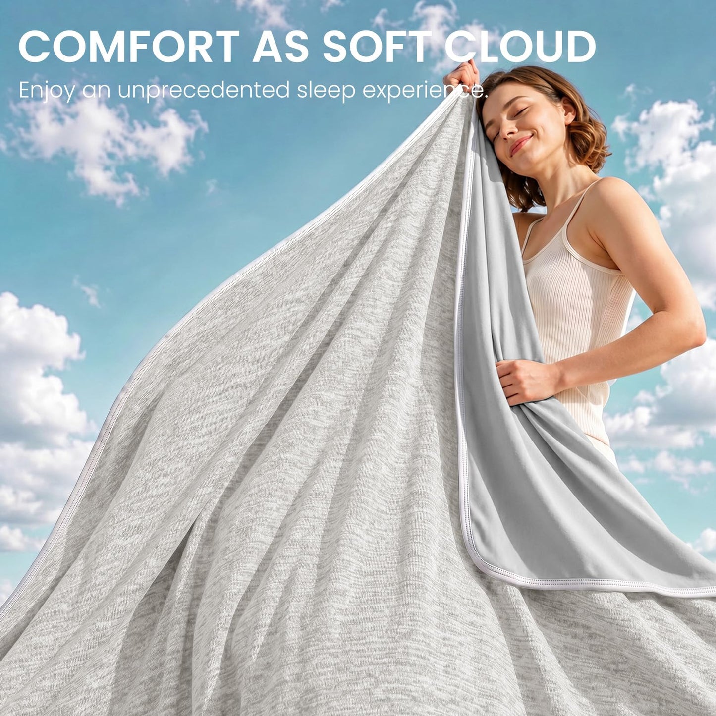 Topcee Cooling Blanket(90"x108"King Size) for Night Sweats Absorbs Heat to Keep Adults Cool on Warm Nights, Q-Max 0.5 Cooling Blankets for Hot Sleepers, Ultra-Cool Lightweight Blanket for Bed