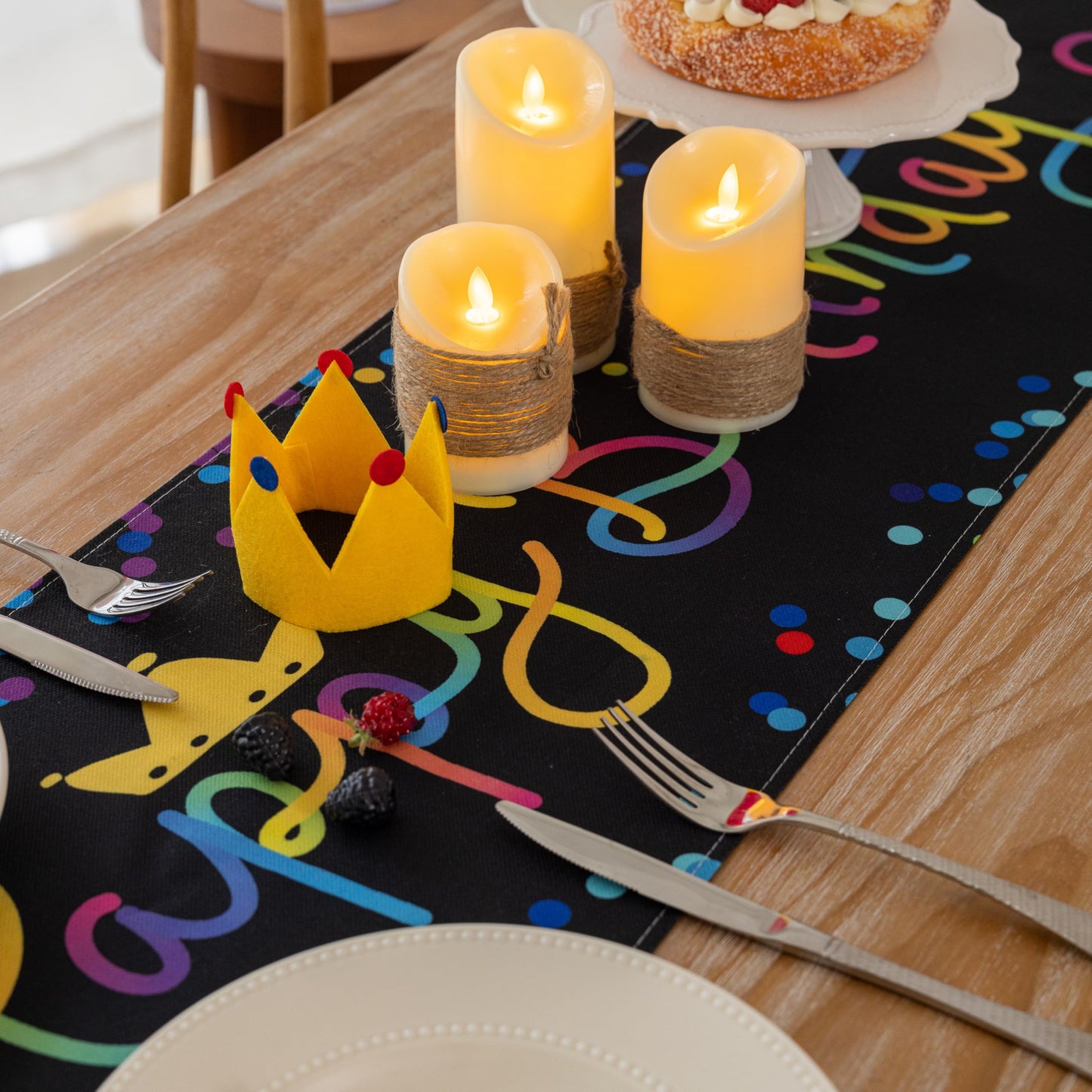 Keketoarrange Happy Birthday Table Runner Birthday Party Decorations Kitchen Dining Table Decoration for Home Party Décor Polka Dot Black 13 x 72 inch BST220