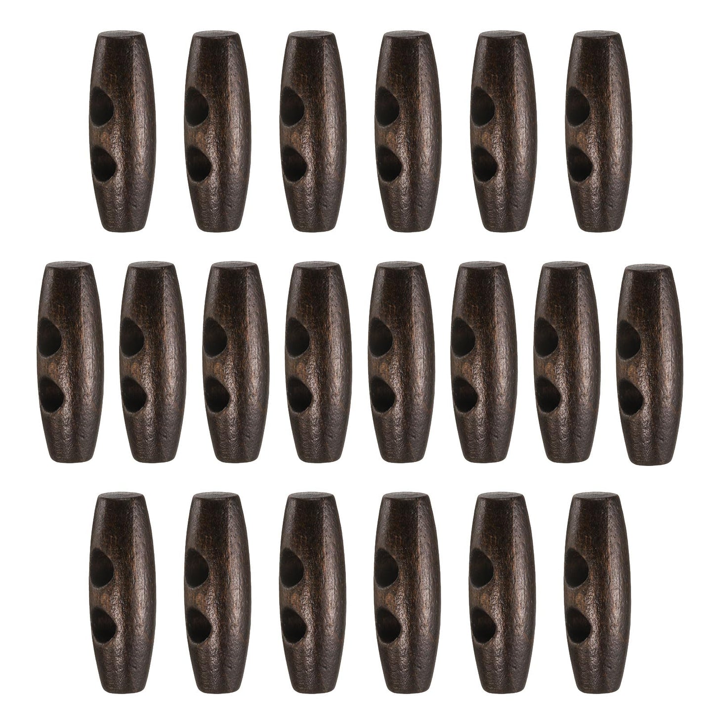 HARFINGTON 60mm / 2.4" Wooden Toggle Buttons 20pcs 2-Hole, Maroon | Wood Olive Sewing Buttons Horn Oval Buttons Sewing Accessories for Coat Sweaters Clothing DIY Craft BST326L