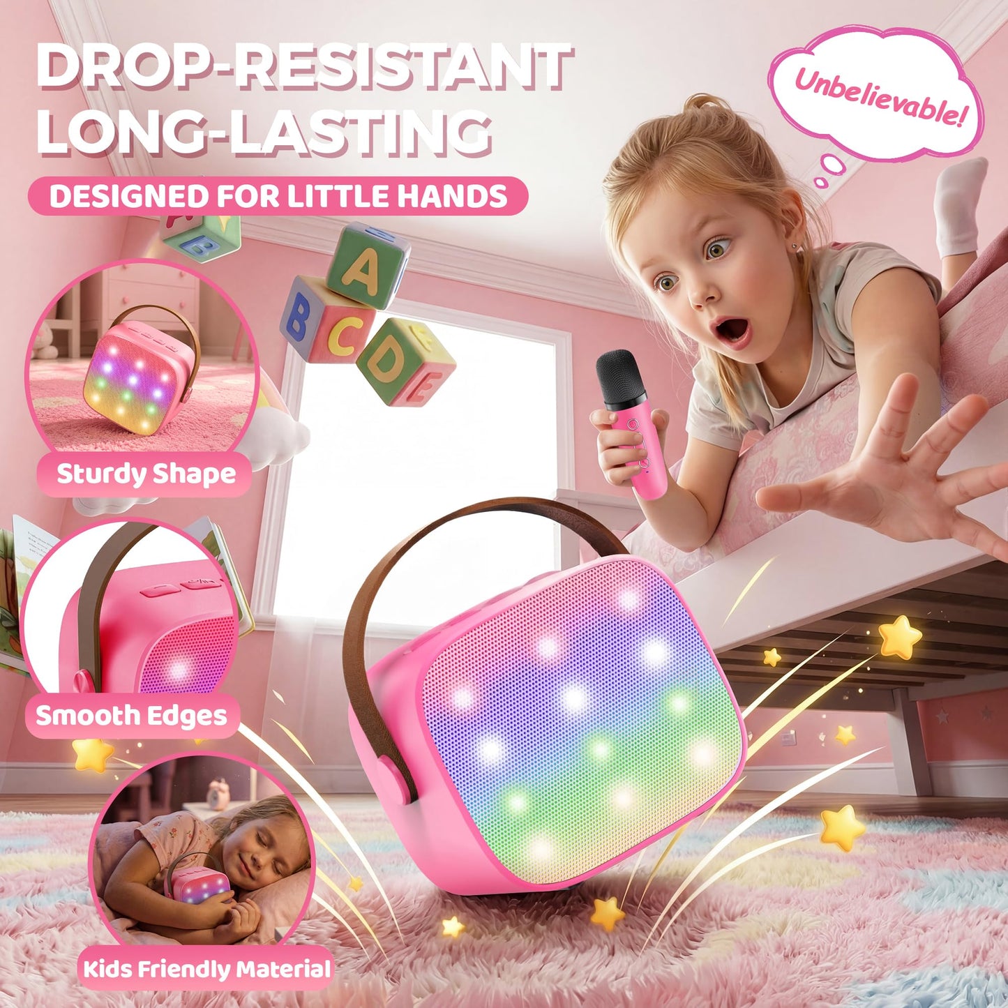 YLL Karaoke Machine for Kids, Portable Mini Speaker with 2 Wireless Microphones, TOP Kids Gifts for Girls Ages 3, 4, 5, 6, 7, 8, 9, 10+ Years Old, 4-12th Birthday Singing Present Toy Party (Purple)