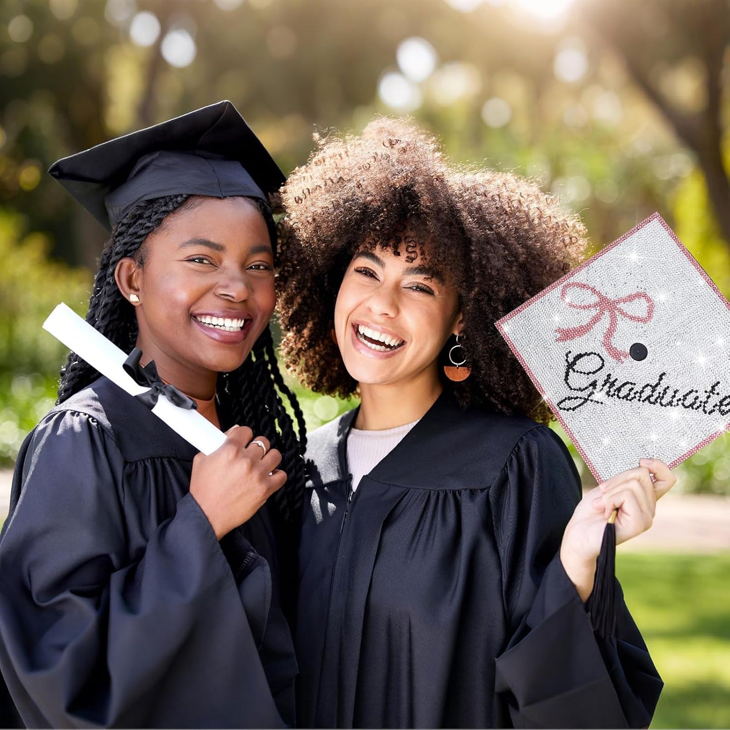 Knitgrip Graduation Cap Decoration Kit Pink Bow Diamond Grad Cap Topper for Her Graduation Gifts Glitter 2026 Diamond Painting Art Grad Hat Decorations for Girls DIY Craft Class of 2026 Graduate Gifts BST202