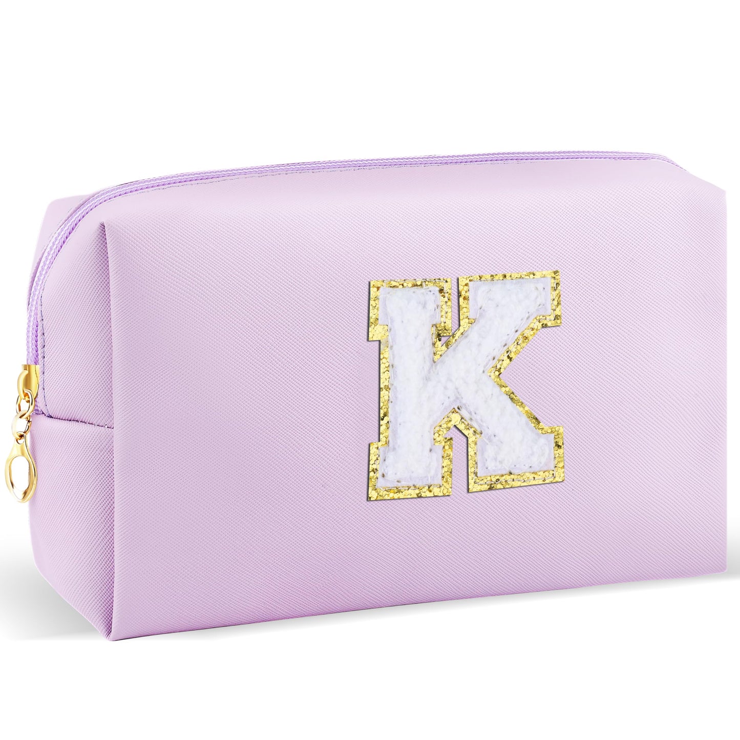 URSKYTOUS Gifts for Girls Initial Makeup Bag Personalized Cosmetic Bag with Zipper Cute Travel Toiletry Bag Waterproof PU Preppy Makeup Pouch Birthday Gift for Teen Girls Women(Blue P) BST326L