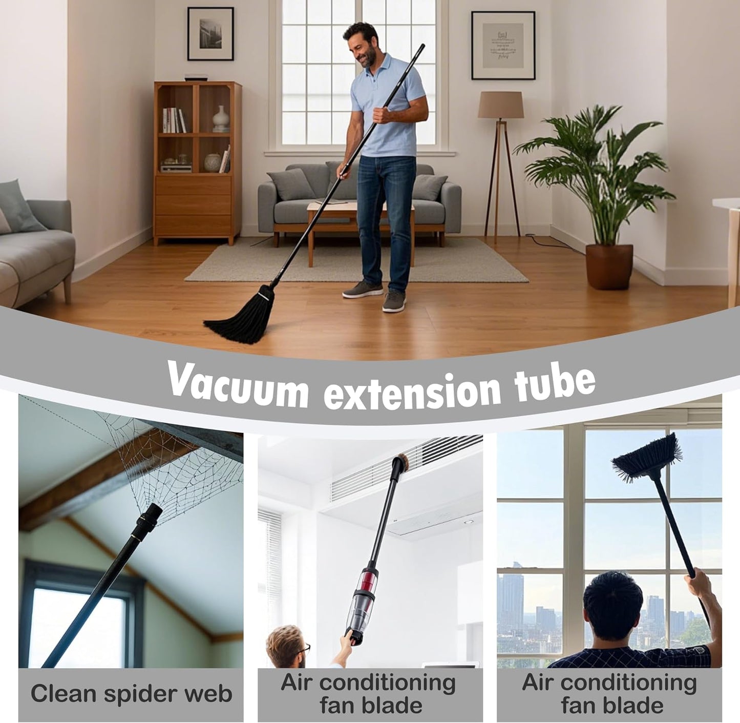 Vacuum Extension Tubes 2Pack, 1.25 Inch Diameter, 14.76" and 17.71" Length - Black | Compatible with 1-1/4 Inch Hose Wet/Dry Vacuum Cleaners | Versatile Tool (Black, 1 P14.76" +1 P 17.71 ") BST202