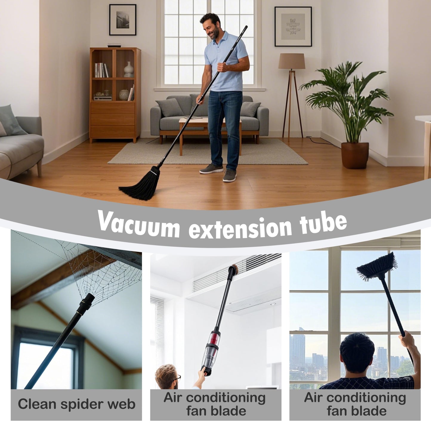 Vacuum Extension Tubes 2Pack, 1.25 Inch Diameter, 14.76" and 17.71" Length - Black | Compatible with 1-1/4 Inch Hose Wet/Dry Vacuum Cleaners | Versatile Tool (Black, 1 P14.76" +1 P 17.71 ") BST202