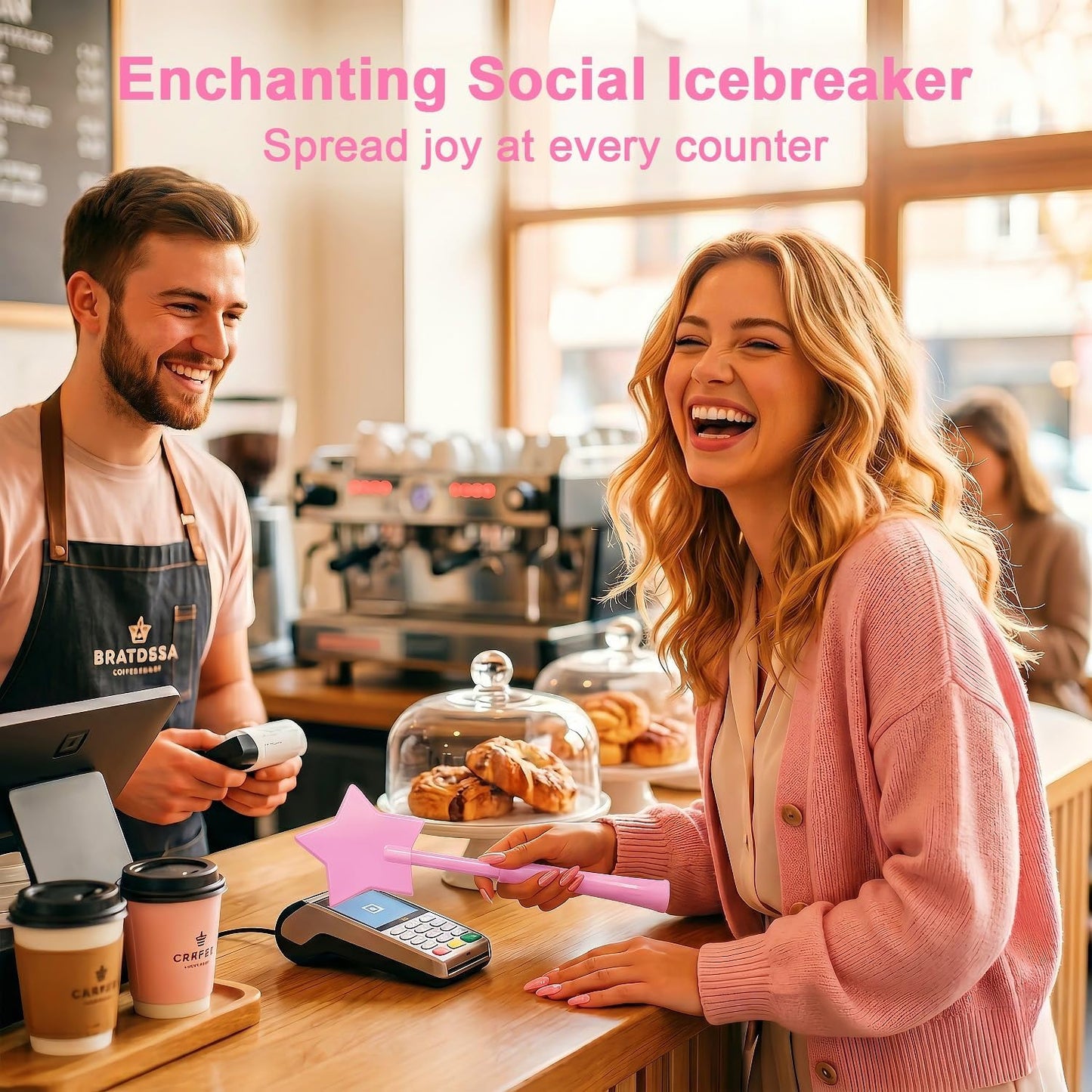 Fairy Pay Credit Card Wand - 14.2" Magic Tap to Pay Debit Card Holder | Contactless Payment Gift for Women with Long Nails at Fast Food Drive Thru & Coffee Shops BST202