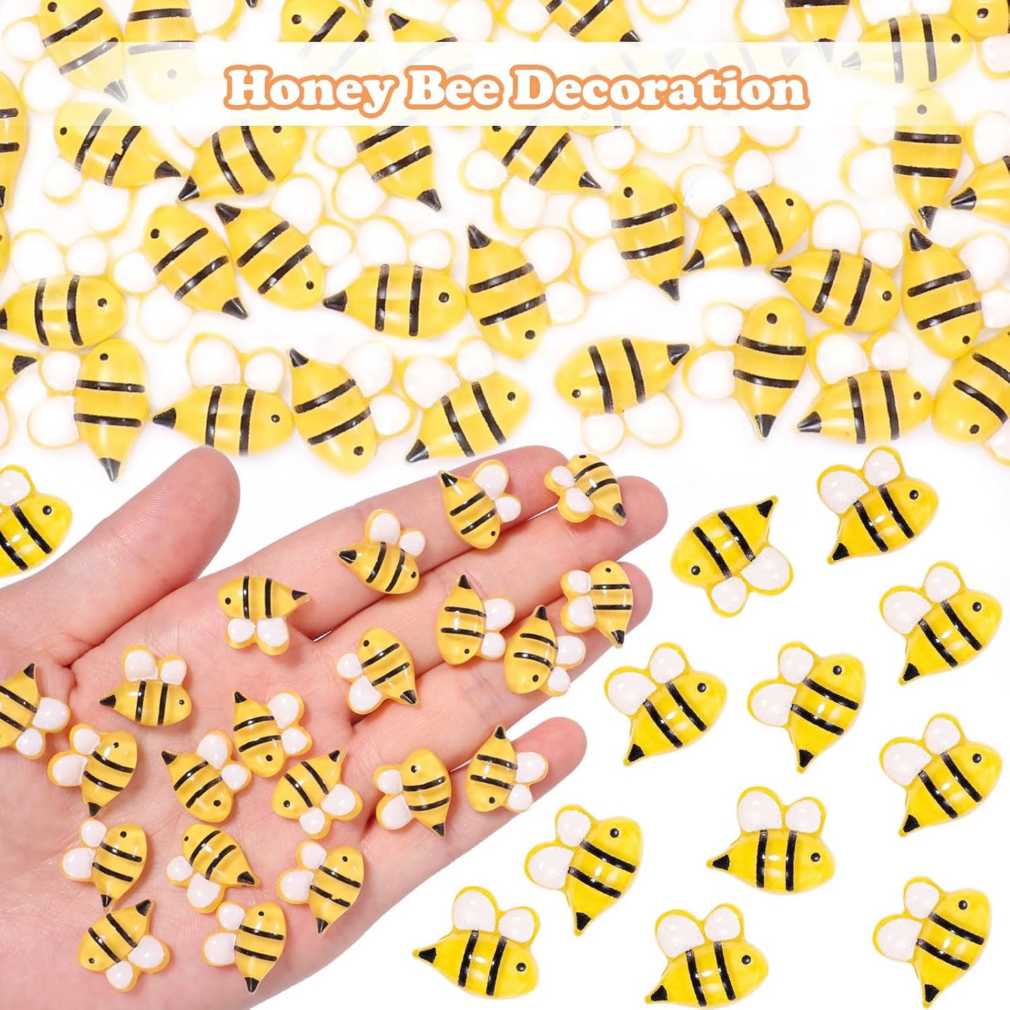 60 Pcs Bumble Bee for Crafts Flatbck Honey Bee Decor for DIY Wreath Dollhouse Bee Themed Party Decorations BST202