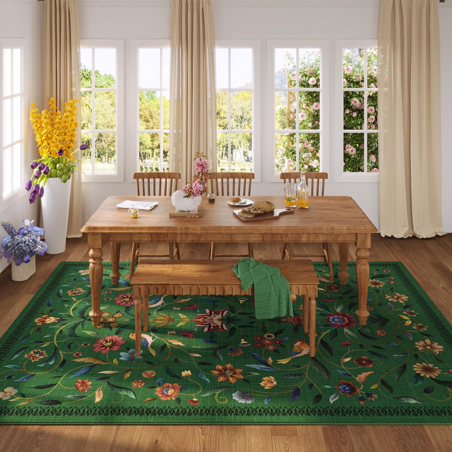 Vintage Medallion Floral Kitchen Runner 2x6, Machine Washable Rug, Soft Low Pile, Non-Slip Carpet for Hallways, Laundry, Bedroom, Bathroom, Entryway | Pink BST220
